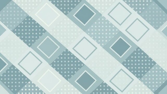 Geometric pattern background with squares and circles in shades of blue and white.