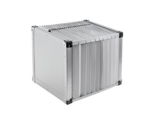 Isometric cube rendered with soft shadows on transparent background