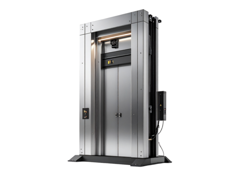 Modern metallic server computer isolated on transparent background - Powered by Adobe