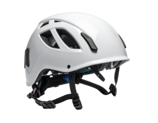 White cycling helmet isolated on transparent background safety gear
