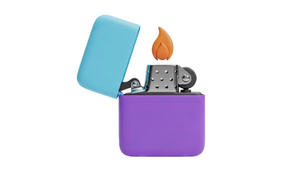 Purple and Blue Lighter with Flame