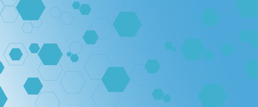 Abstract blue hexagon background with layered geometric shapes, clean modern design, suitable for technology, science and business concepts.