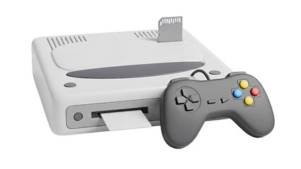 Retro video game console with controller and memory card