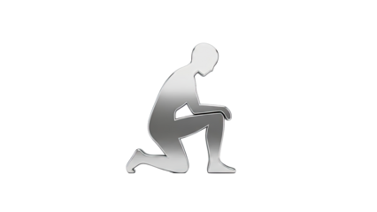 Silver Silhouette of a Person Kneeling