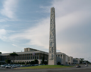 Obraz premium Marconi Obelisk (Obelisco di Marconi) in Rome Eur, Itay