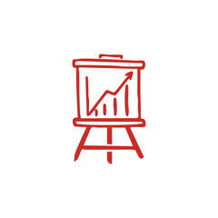 Red Presentation Chart on Easel Icon