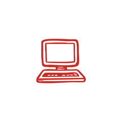 Simple Red Computer Icon Illustration