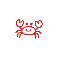 Red Crab Icon on White Background