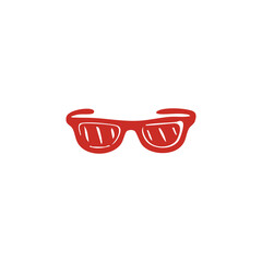 Red Sunglasses Illustration Isolated on White Background