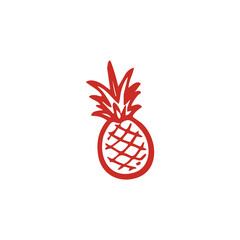 Red Pineapple Icon on White Background