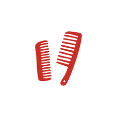 Red Hair Combs on White Background