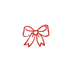 Red Ribbon Bow Icon on White Background