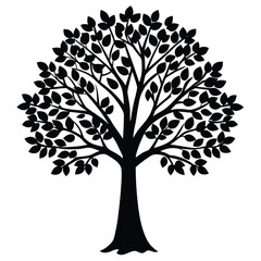 Obraz premium A simple tree silhouette with visible roots and branches representing nature and growth