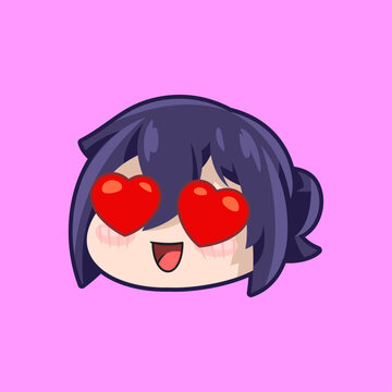 Cute Chibi Character with Heart Eyes Emote