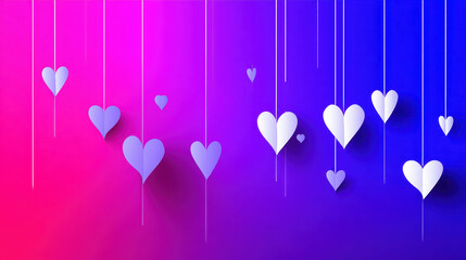 Pink heart purple heart blue heart hanging heart valentine background romantic decoration