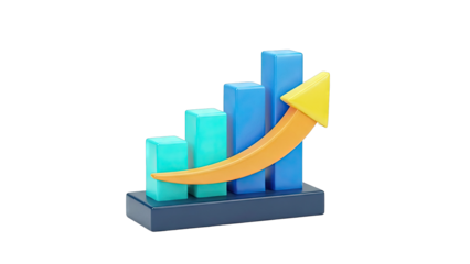 3D Bar Chart with Upward Arrow