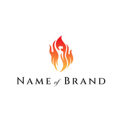Hot lady logo, fire with woman silhouette inside