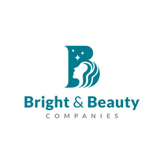 Bright and beauty woman logo. Salon, fashion, spa, skincare and cosmetic vector icon