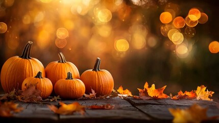 Fototapeta premium Celebrate Thanksgiving with nature's bounty captured in a cozy scene.