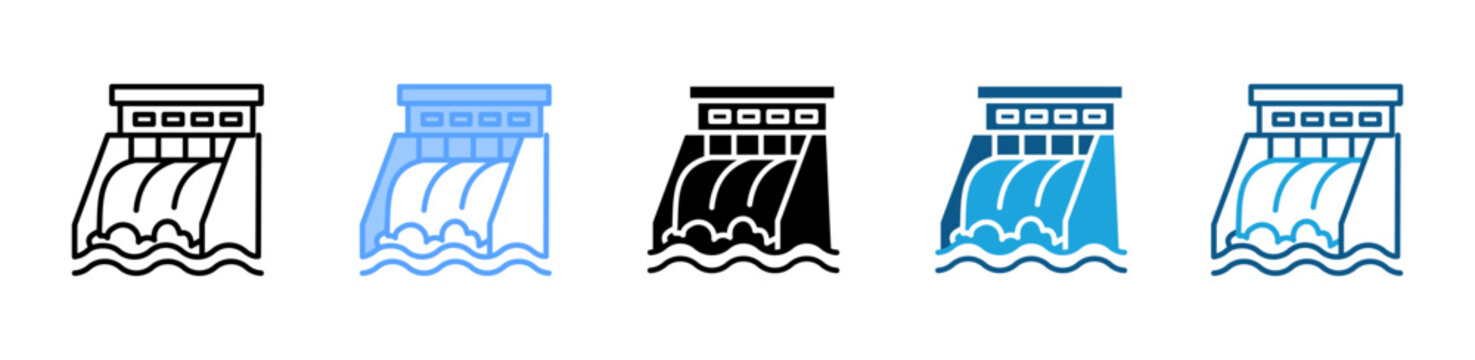 Dam icon set multiple style collection