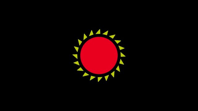 Sun icon animation blak background.