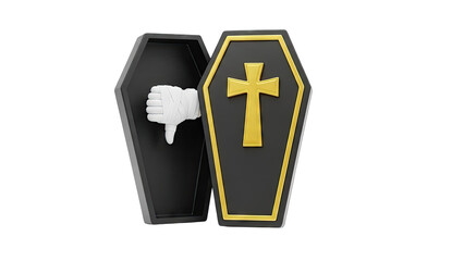 Obraz premium Coffin with Thumbs Down Hand