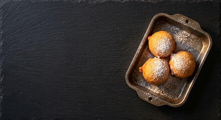 Street Dessert Snack Advertising Background with Dark Texture and Copy Space