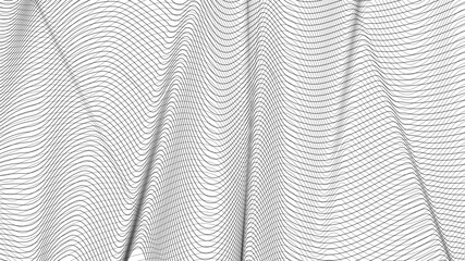 Abstract wave lines black on white background.
