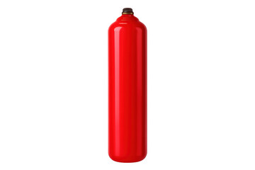 Red industrial gas cylinder with valve, holding pressurized gas. Concept of safety, industry, medicine, science, and diving
