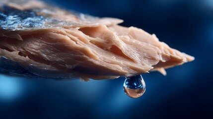 Ultra-realistic shot of a chunk of preserved fish meat