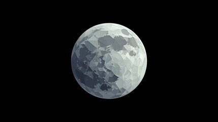Fototapeta premium Low poly geometric moon sphere isolated on black background