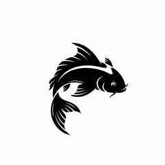 Elegant Black Koi Fish Swimming Gracefully.