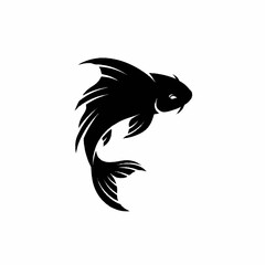 Obraz premium Elegant Black Koi Fish Silhouette Swimming Gracefully.