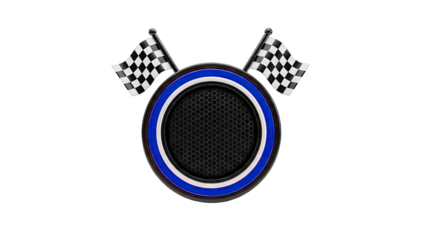 Racing Emblem with Checkered Flags