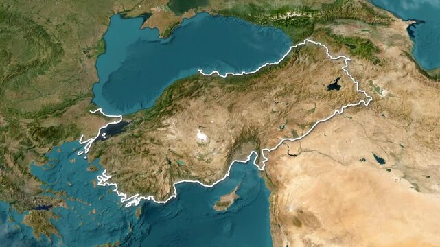 Turkey Country Map with Flag Animation 1080p