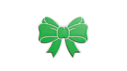 Shiny Green Bow with White Outline