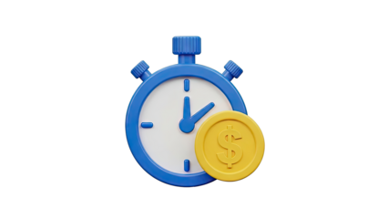 Stopwatch with Dollar Coin Icon