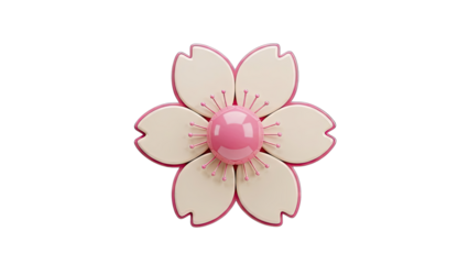 Stylized 3D Cherry Blossom Flower with Pink and Cream Petals