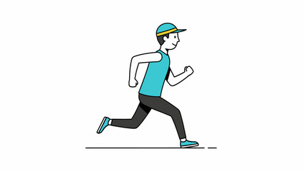 Fototapeta premium Illustration of a person running in athletic wear and cap.