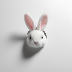 Minimalist Easter Bunny Ears Peeking from Torn Paper Hole on Clean White Background with Copy Space, Simple Spring Holiday Concept