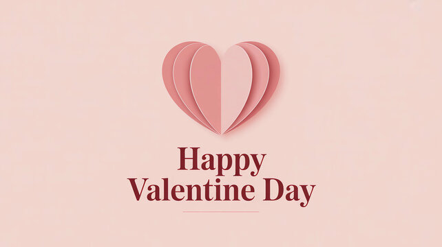 Minimalist paper cut heart design wishing everyone a happy valentine day