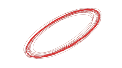 Glowing red ring isolated on transparent background with vibrant light trails