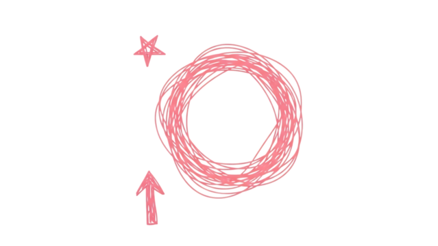 A pink scribble forming a circle with an arrow and star on isolated on transparent background - Powered by Adobe