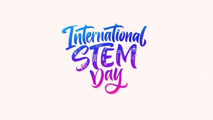 International stem day colorful logo on light pink background
