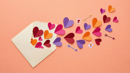 Love heart paper envelope romance message valentine holiday joyous paper heart envelope romance message valentine holiday greeting pastel