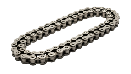 A silver metal chain isolated on transparent background