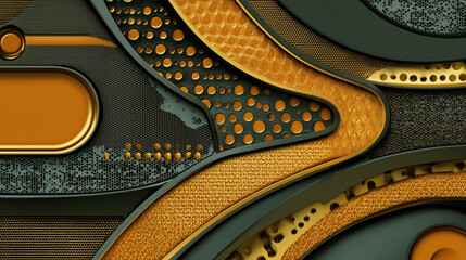 Abstract Metallic Texture Collection With Gold Black Curves And Layered Patterns For Modern Design