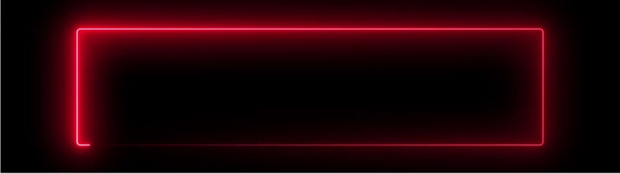 Neon Red Rectangle Frame Glowing Brightly on Dark Background