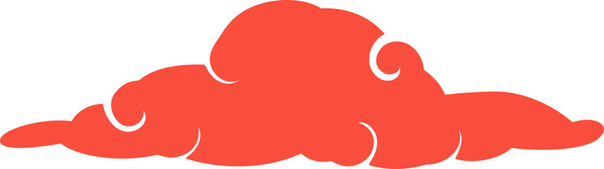 Red Stylized Japanese Cloud