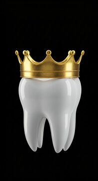Golden Crown on Tooth &ndash; Representing Dental Health, Cosmetic Dentistry & Perfect Smiles